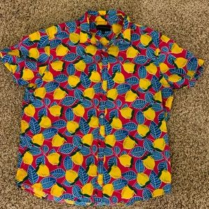 Funky lemon print button down shirt